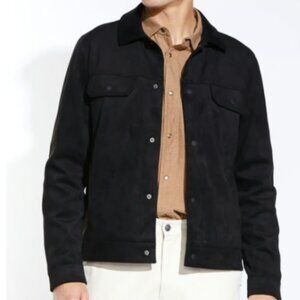 NWT Civil Society Adult Large Faux Suede Jacket Black Outerwear Statement Layer